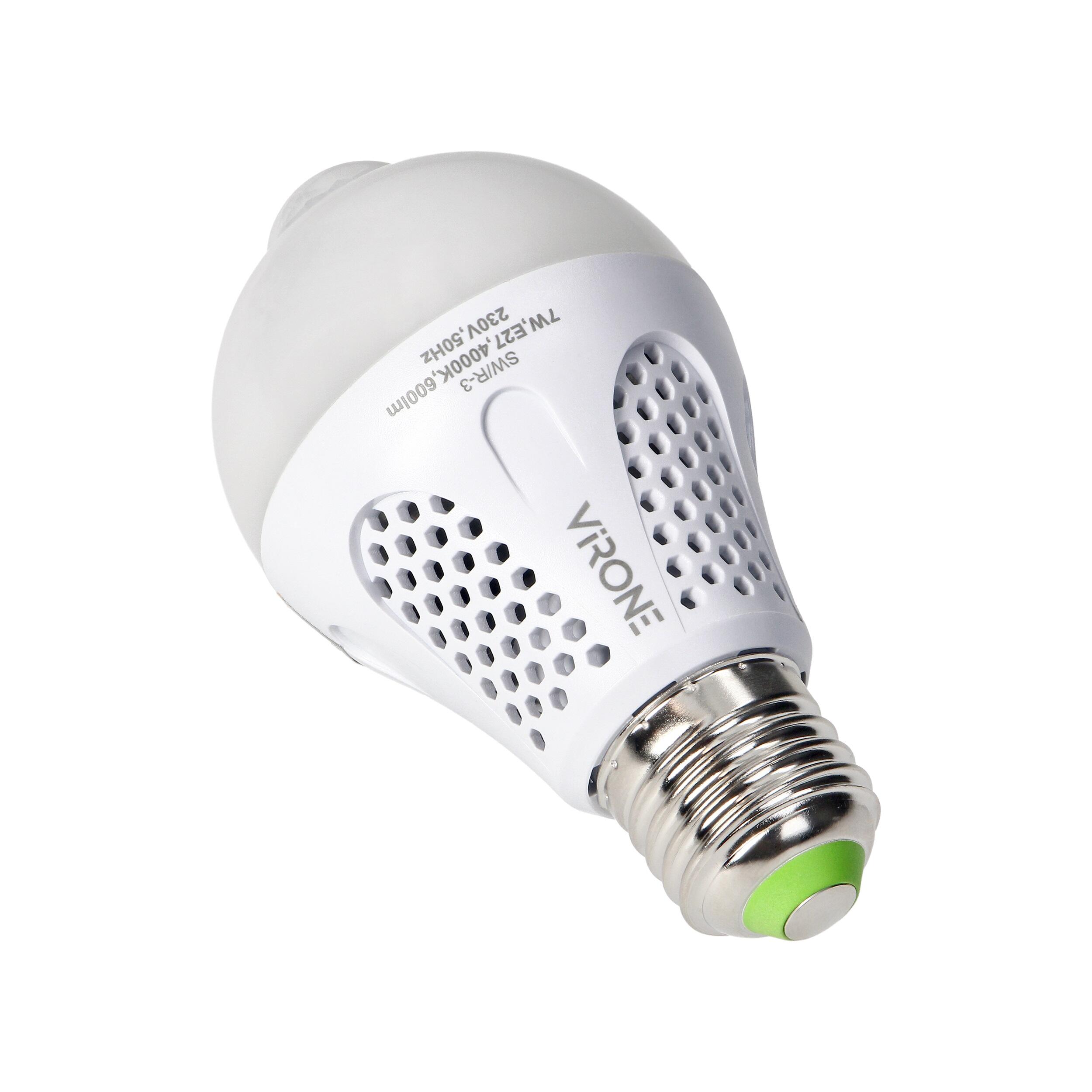 Żarówka LED E27 z czujnikiem ruchu PIR A60 7W 600LM 4000K, <20lx 60sec 10m - 2