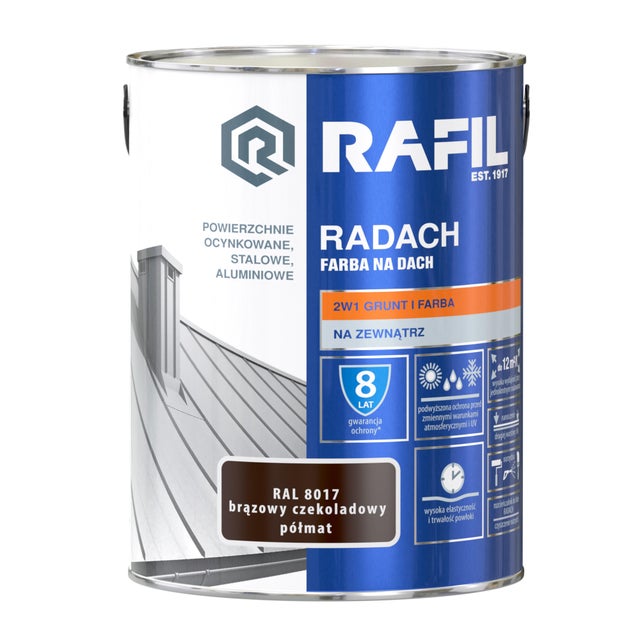 Farba na dach Rafil Radach brązowy czekoladowy RAL8017 5l