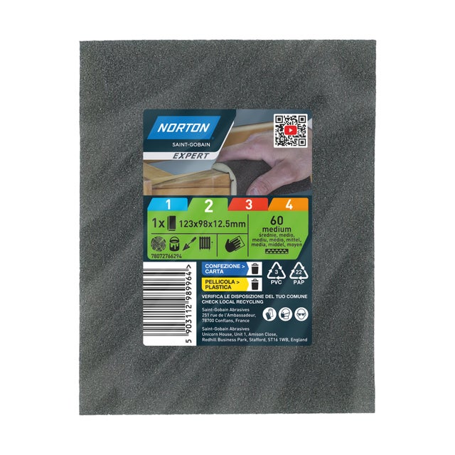 Gąbka ścierna 2-stronna 123x98x12,5 mm P60