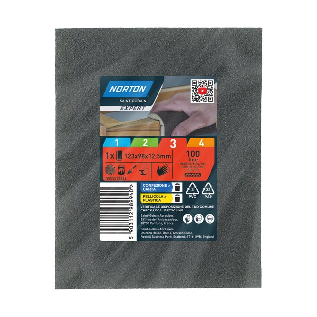 Gąbka ścierna 2-stronna 123x98x12,5 mm P100