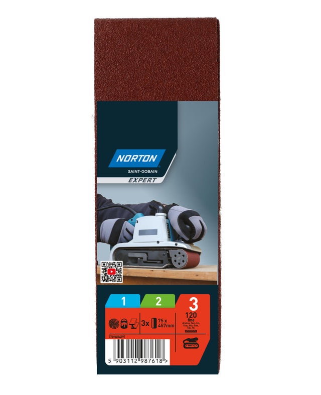 Taśma ścierna bezkońcowa 75x457 mm P120, 3 szt.