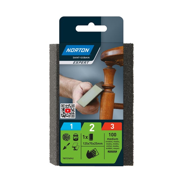Gąbka ścierna 4-stronna ścięta 125x75x25 mm P100