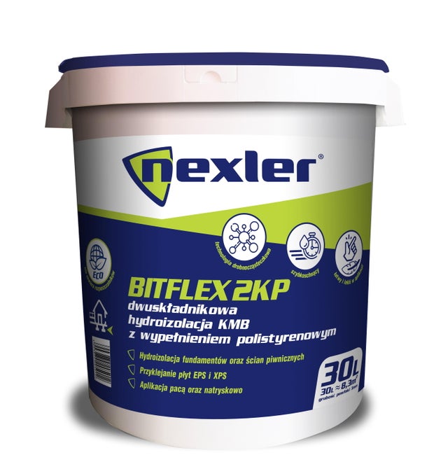 Grubowarstwowa izolacja przeciwwodna KMB Nexler Bitflex 2KP 30 l, dwuskładnikowa