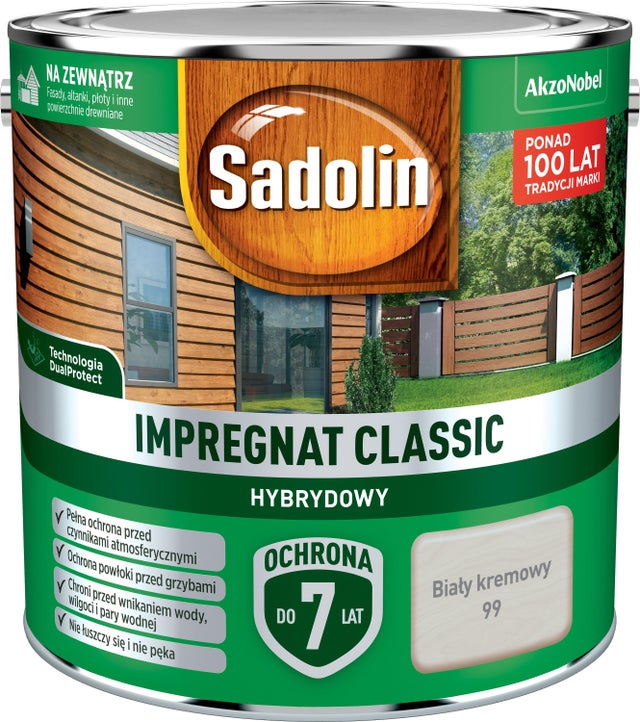 Impregnat hybrydowy Sadolin Classic biały kremowy 2,5l