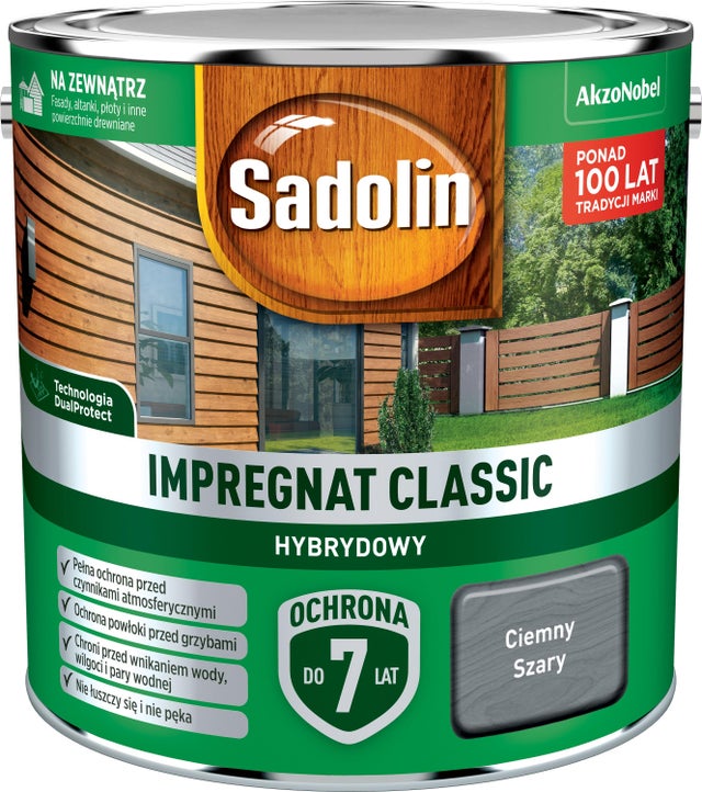 Impregnat hybrydowy Sadolin Classic ciemny szary 2,5l