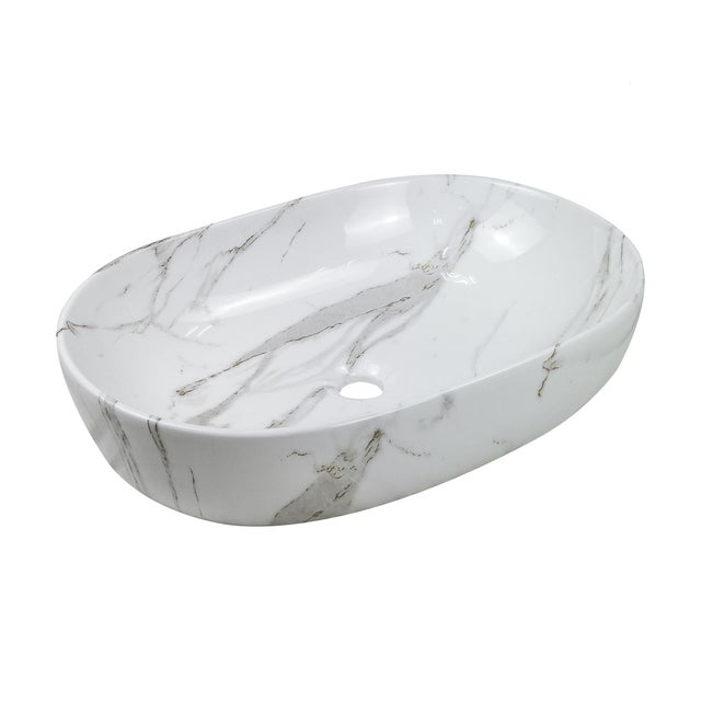 Umywalka nablatowa Invena Korfu 60 cm biały marmur