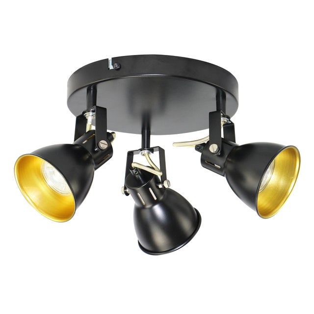 Lampa ścienno-sufitowa FALCO 3xGU10 kolor czarno-złoty, kinkiet, obrotowy