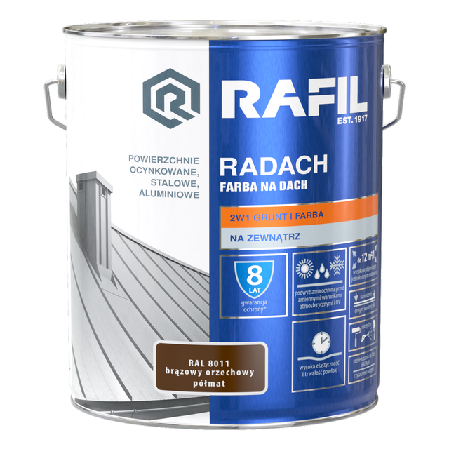 Farba na dach Rafil Radach brązowy orzechowy RAL8011 10l