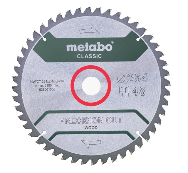 Piła widiowa do drewna 254 mm 48Z, otwór 30 Metabo