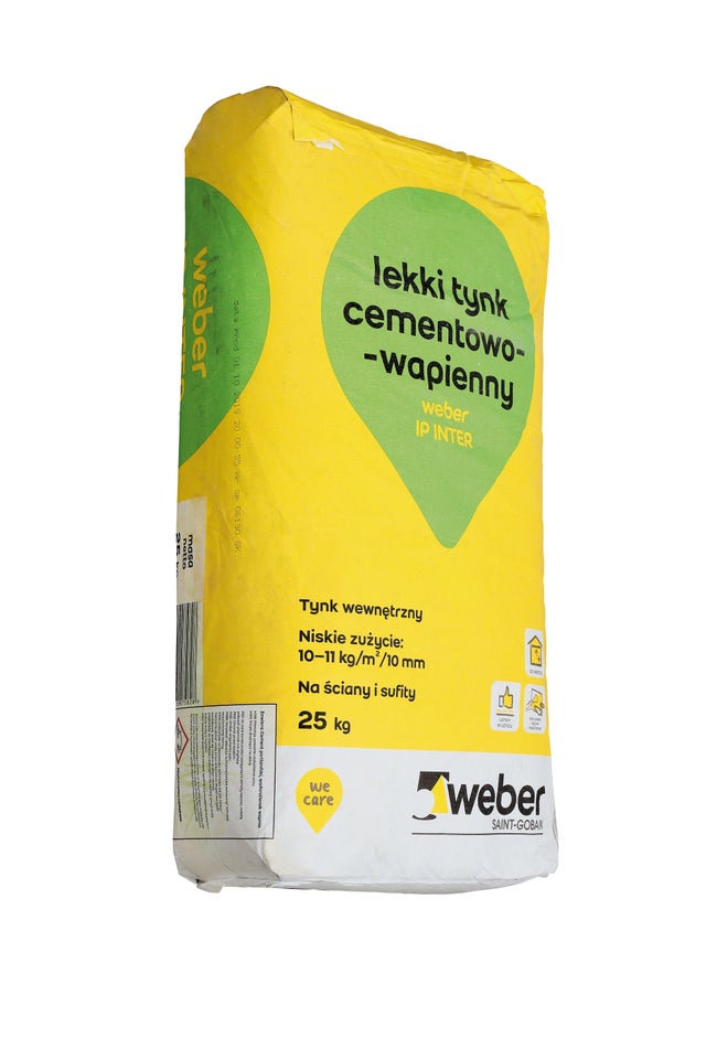 Tynk cementowo-wapienny Weber Inter IP 25 kg, maszynowy lekki
