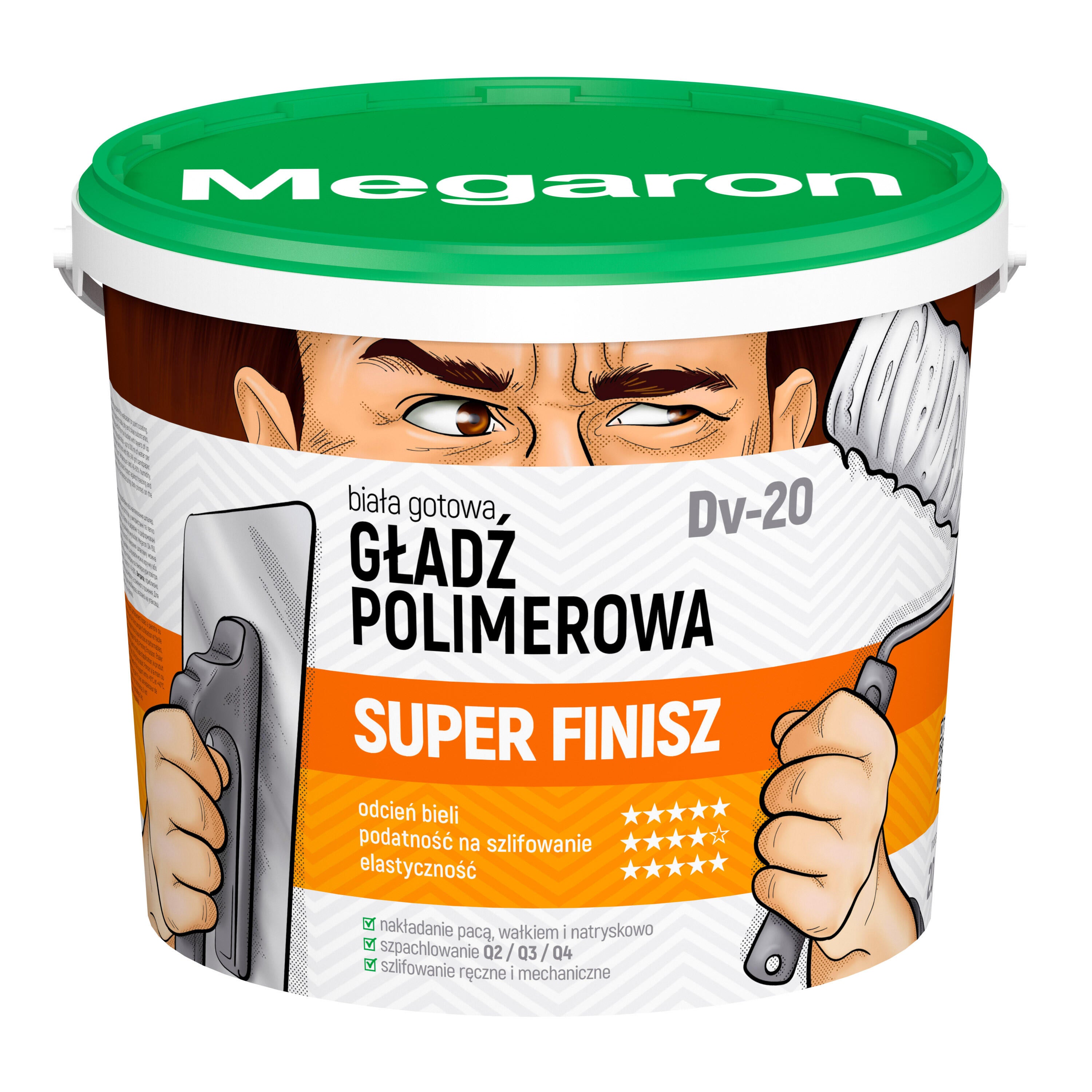 Gładź polimerowa Megaron Super Finisz 20 kg, biała - 2