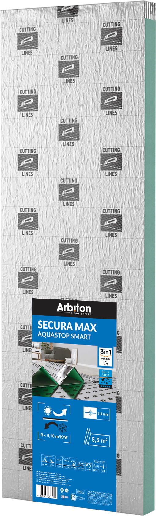 Podkład pod panele Secura Max Aquast Smart 5mm op. 5.5m2