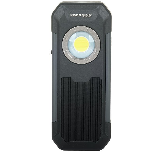 Latarka warsztatowa z głośnikiem łączenie bluetooth, zasilanie bateryjne (akumulator wbudowany), 5W, 550Lm, bateria 3000mAh