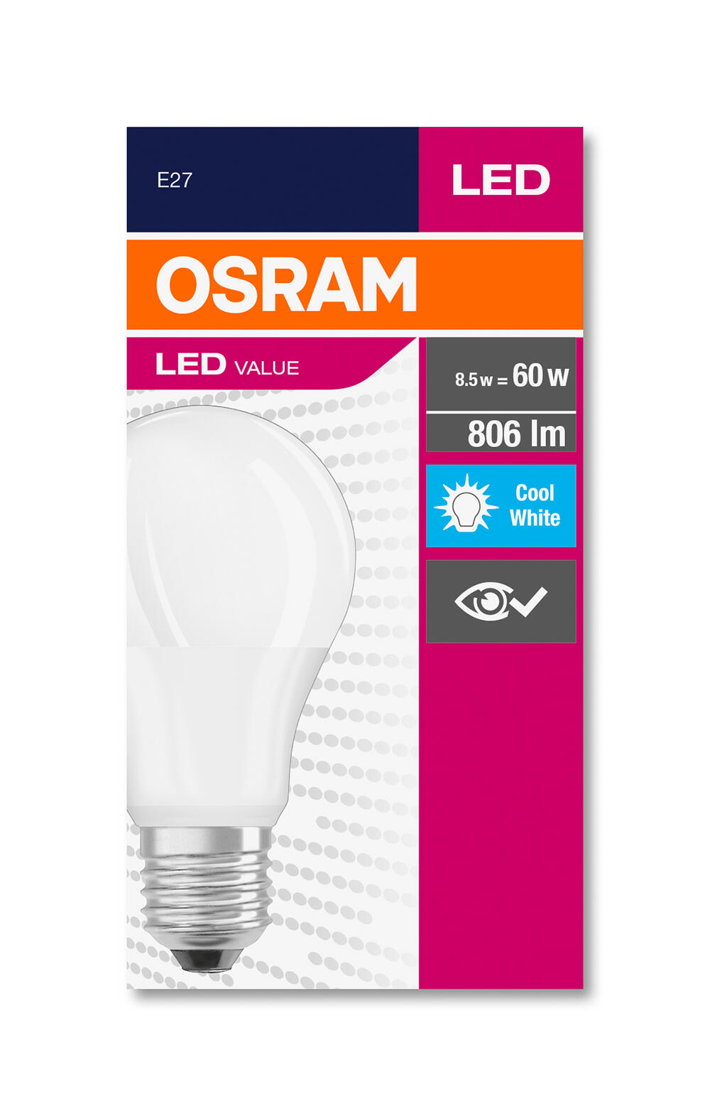 Żarówka LED E27 A60 8,5W 806lm 4000K - 2
