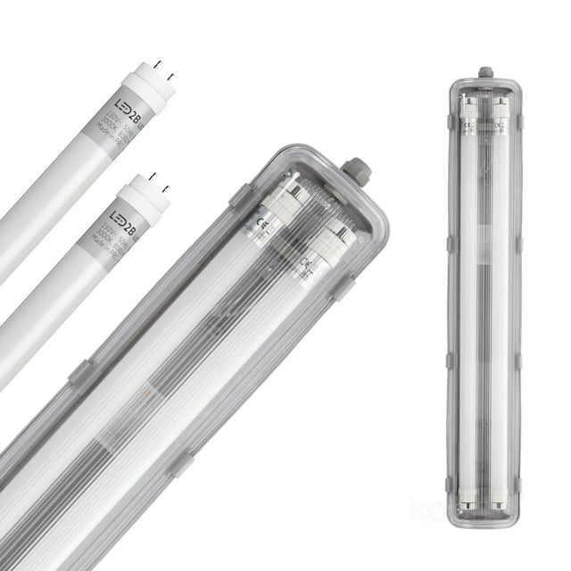 Zestaw oprawa z tubami LED 2xT8, 60cm, 2x9W, 2x900Lm, 4000K, IP65