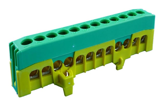 Listwa zaciskowa izolowana 12x16mm2 TH35 żółto/zielona