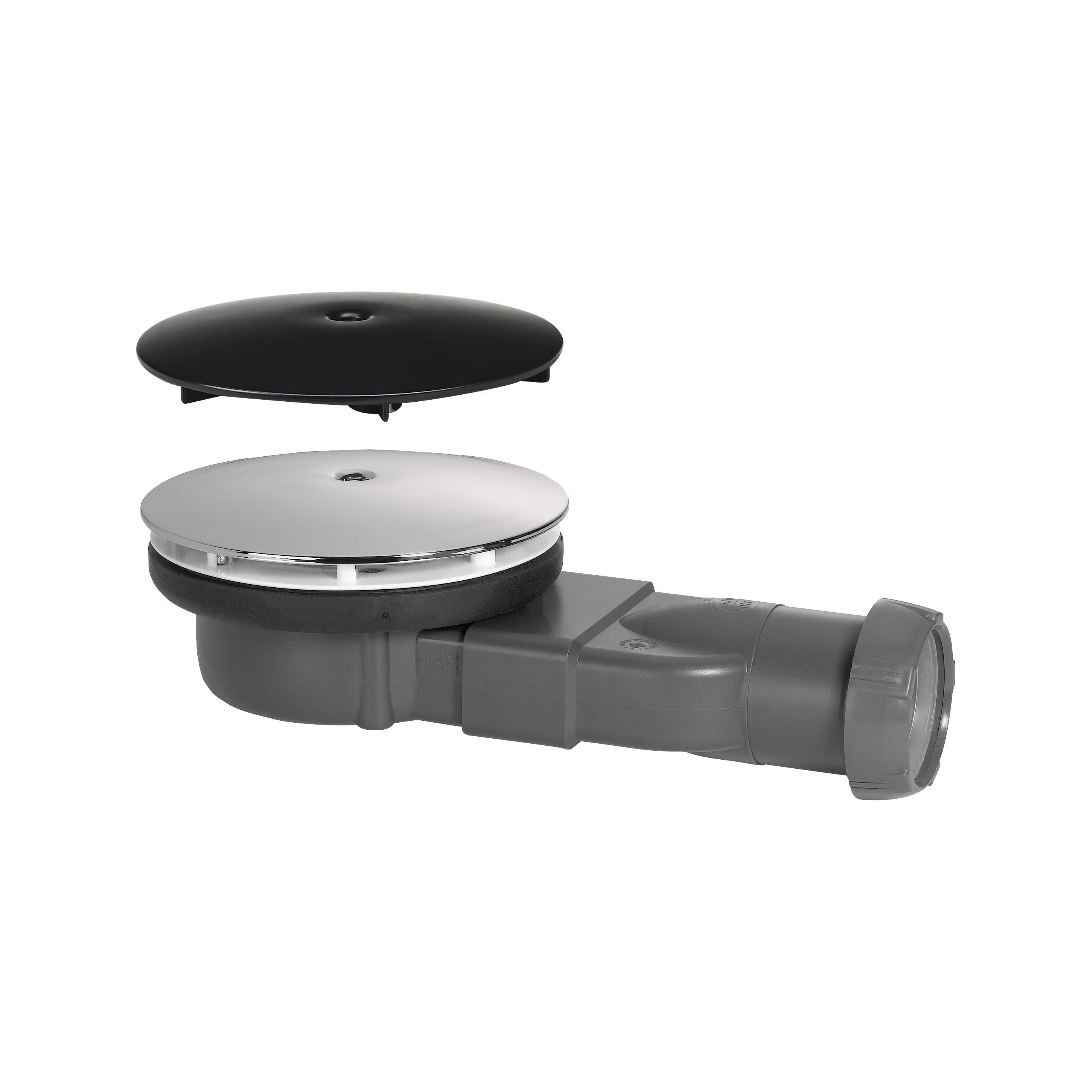 Odpływ brodzikowy Slim fi 90 mm, z dwoma grzybkami chrom i czarnym - 2