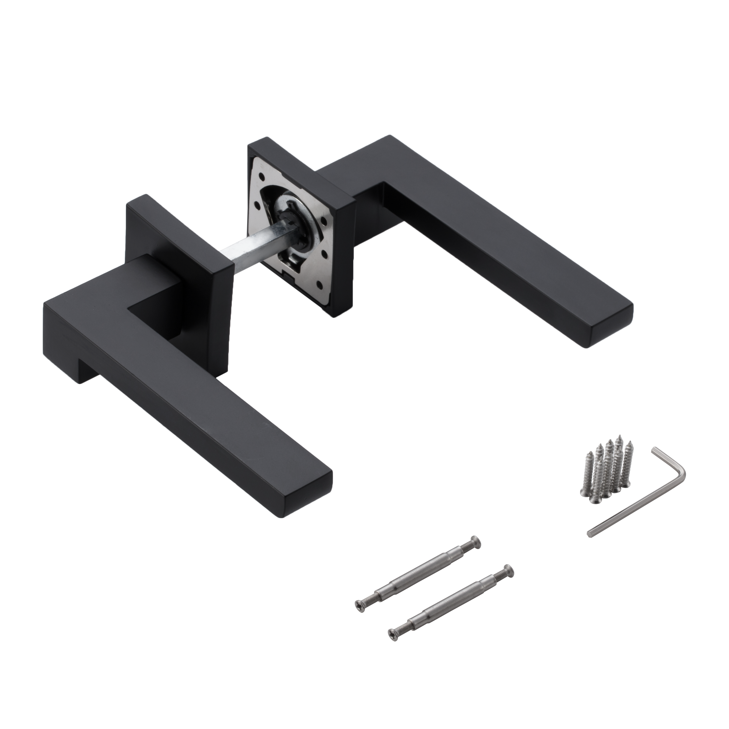 Juego de manilla con roseta cuadrada INSPIRE serie Manuela en aluminio negro - 8