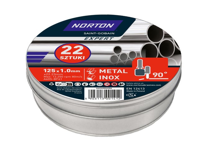 Tarcze do cięcia metalu / Inox 125x1,0x22,2 mm, 22 szt.