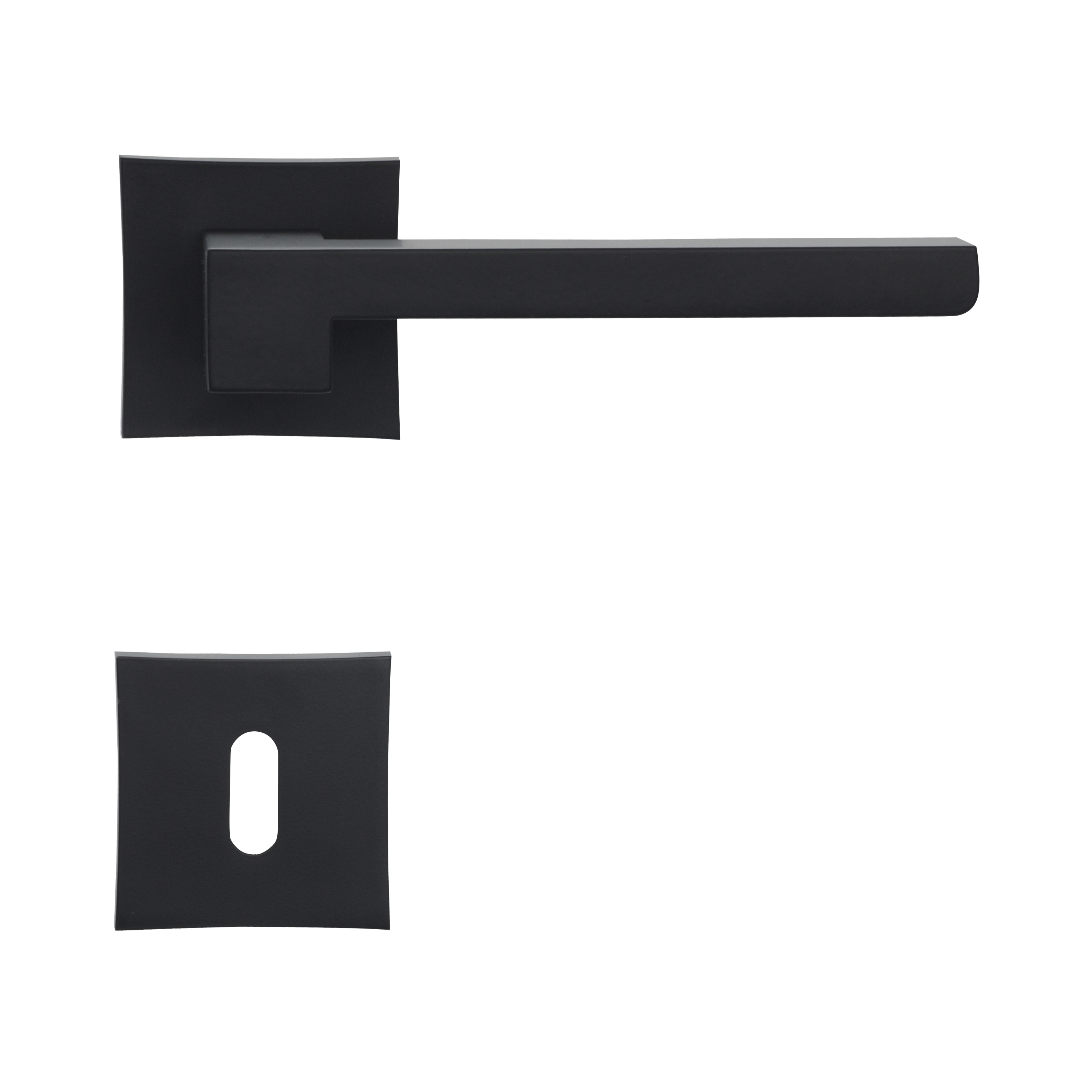 Maniglia Per Porte Interne ELECTRA PZ – Nera Opaca, Moderna, Con Rosette Quadrate E Kit Di Montaggio Completo In Metallo