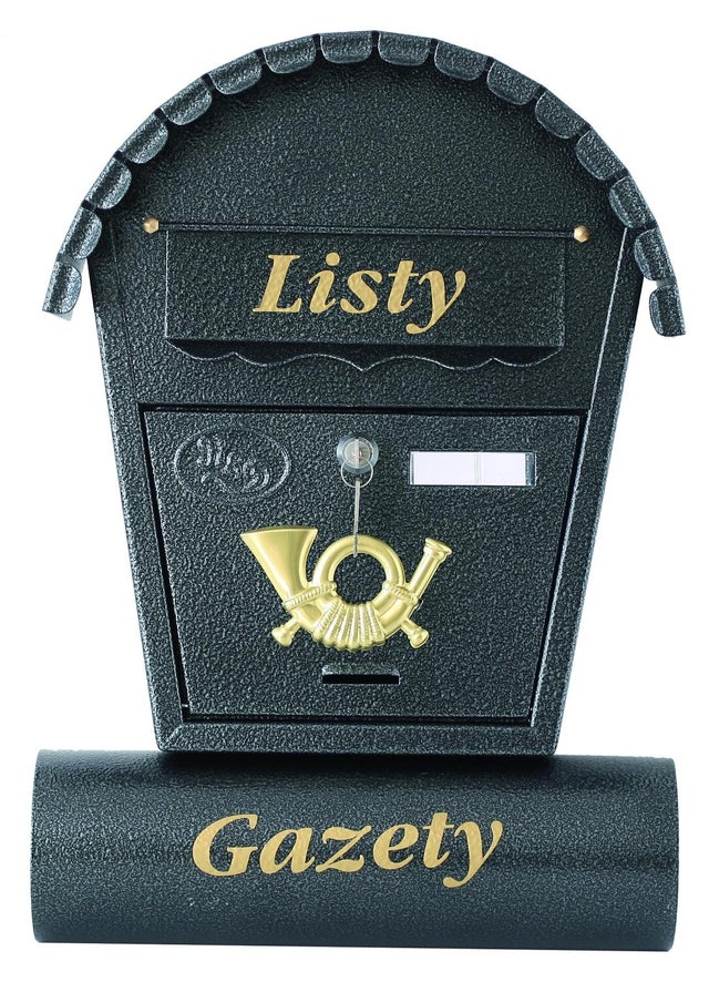Skrzynka na listy z tubą czarno/srebrna