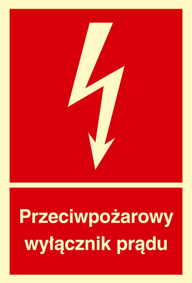 Znak informacyjny PRZECIWPOŻAROWY WYŁĄCZNIK PRĄDU