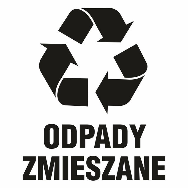 Naklejka na kosz do SEGREGACJI ŚMIECI ODPADY ZMIESZANE