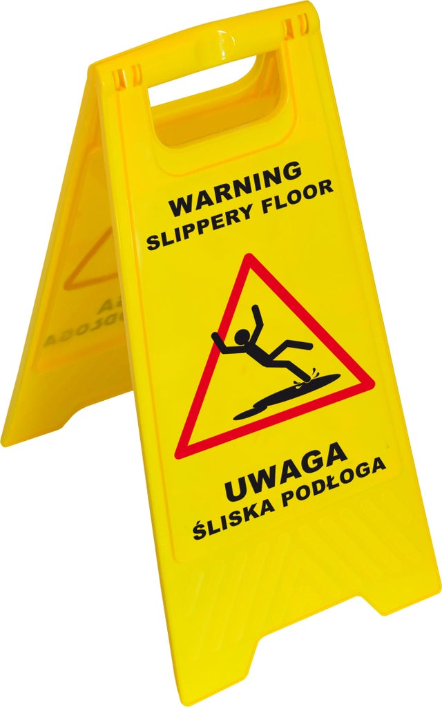 Tablica ostrzegawcza UWAGA ŚLISKA PODŁOGA