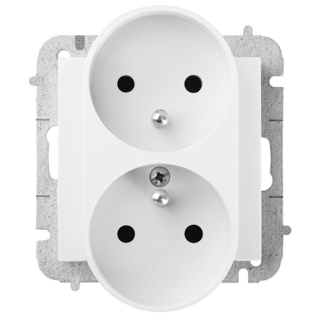 Santra biały gniazdo elektryczne podwójne 2x2p+z