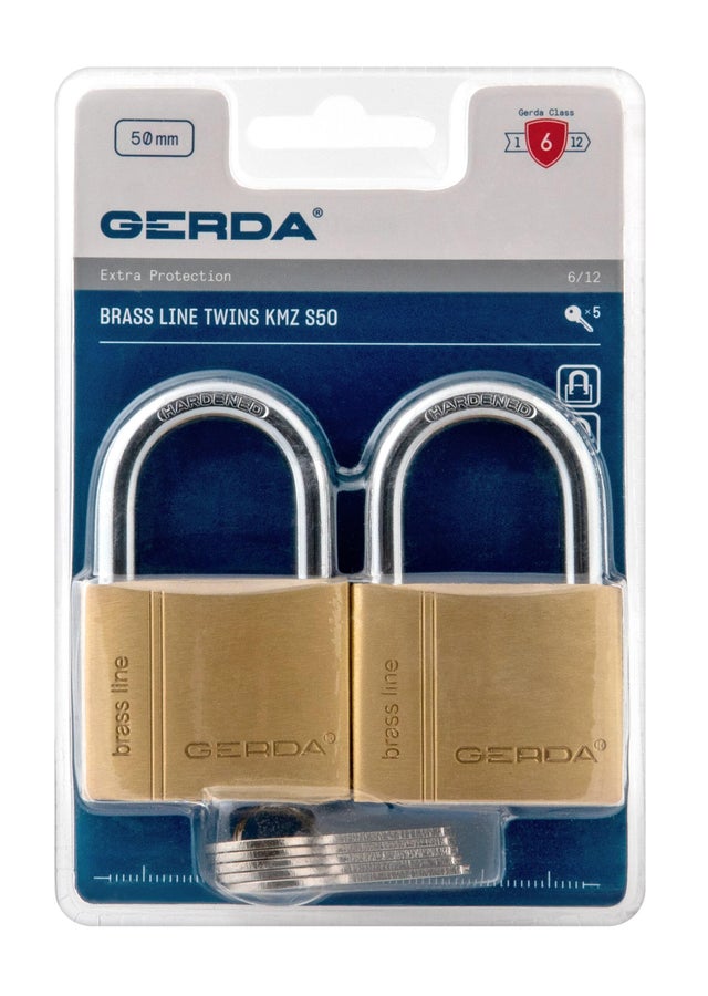 Zestaw 2 kłódek mosiężnych BRASS LINE Gerda 50 mm