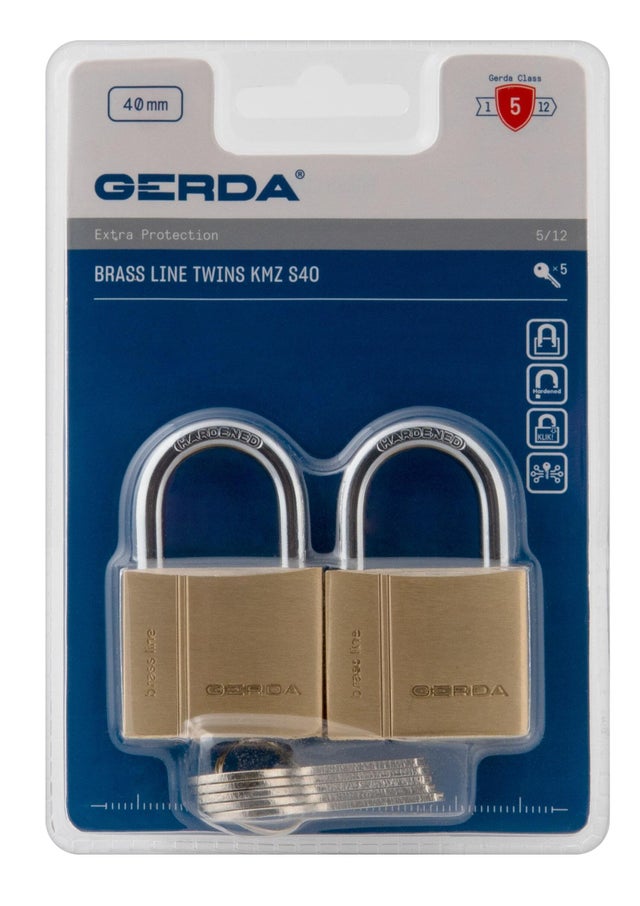 Zestaw 2 kłódek mosiężnych BRASS LINE Gerda 40 mm