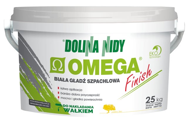Biała gładź szpachlowa Omega Finish 25 kg, biała