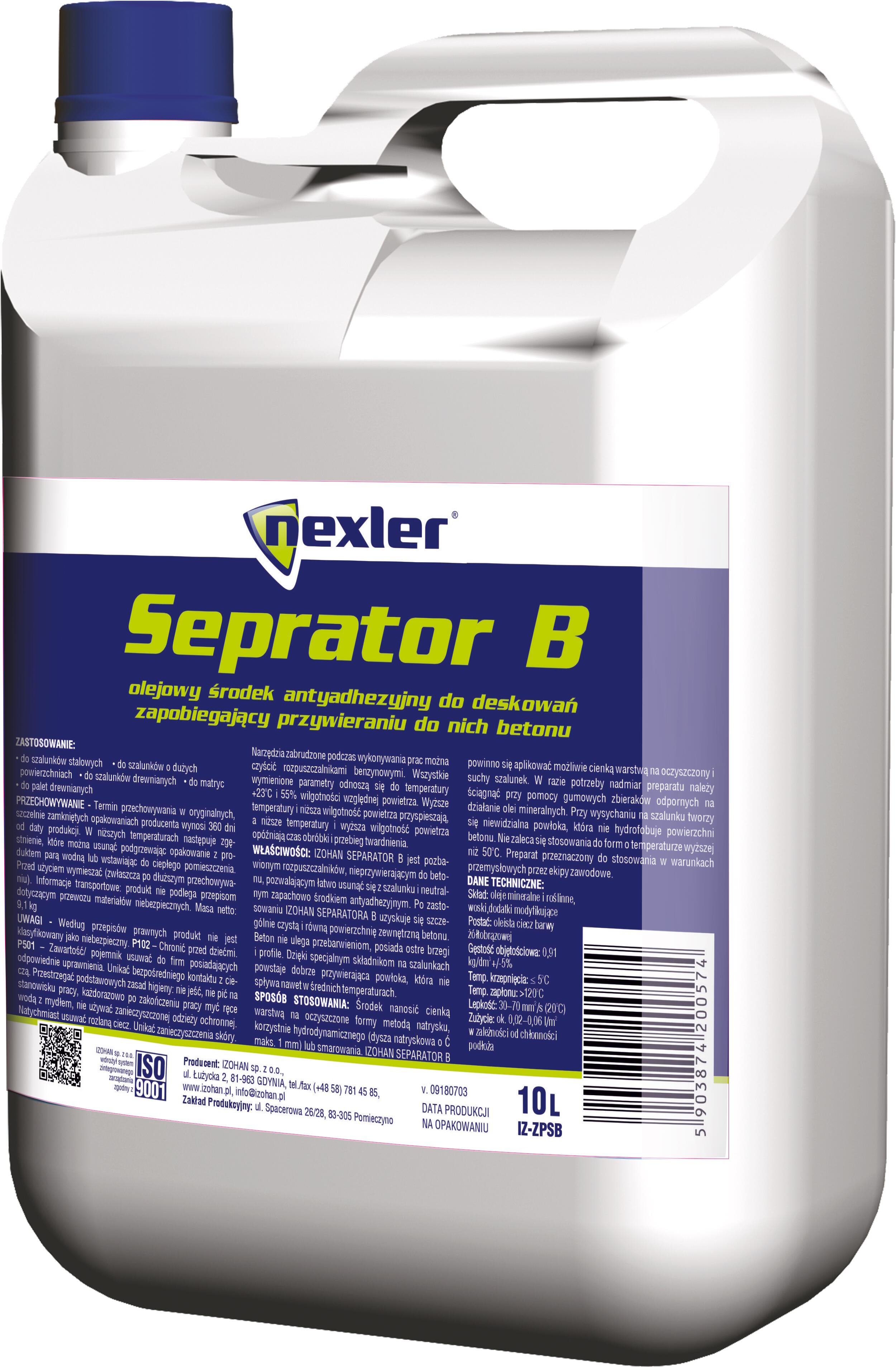Olejowy środek antyadhezyjny Nexler Separator B 10 l