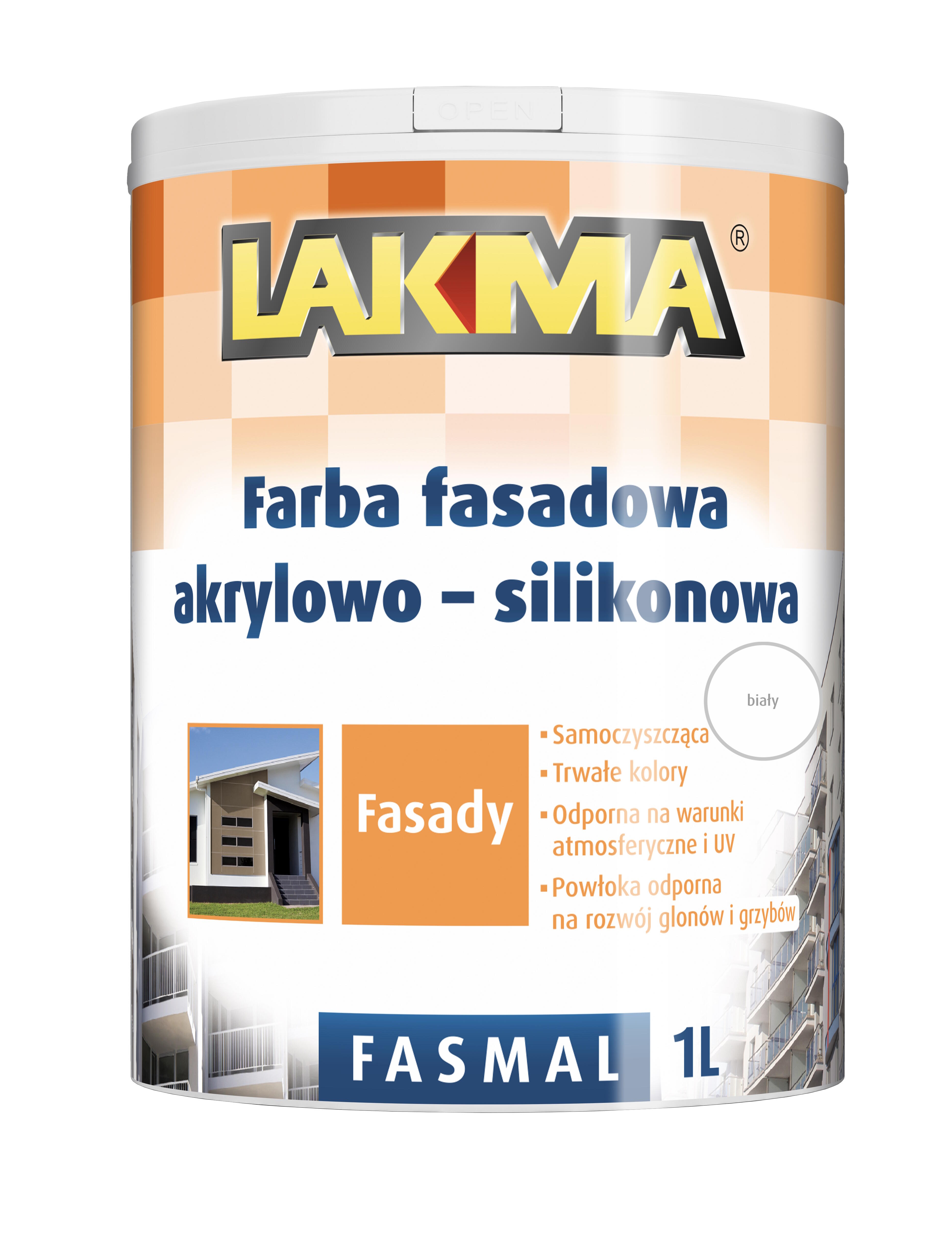 Farba fasadowa akrylowo-silikonowa Lakma Fasmal 1l