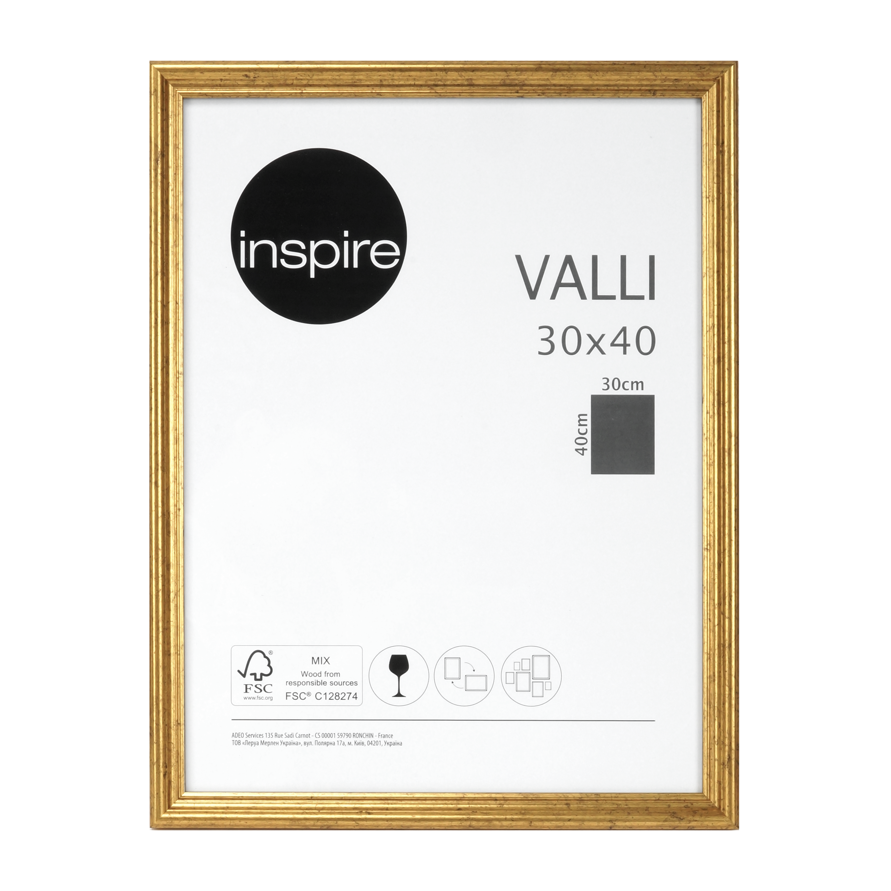 Marco valli brass dorado inspire 30x40cm