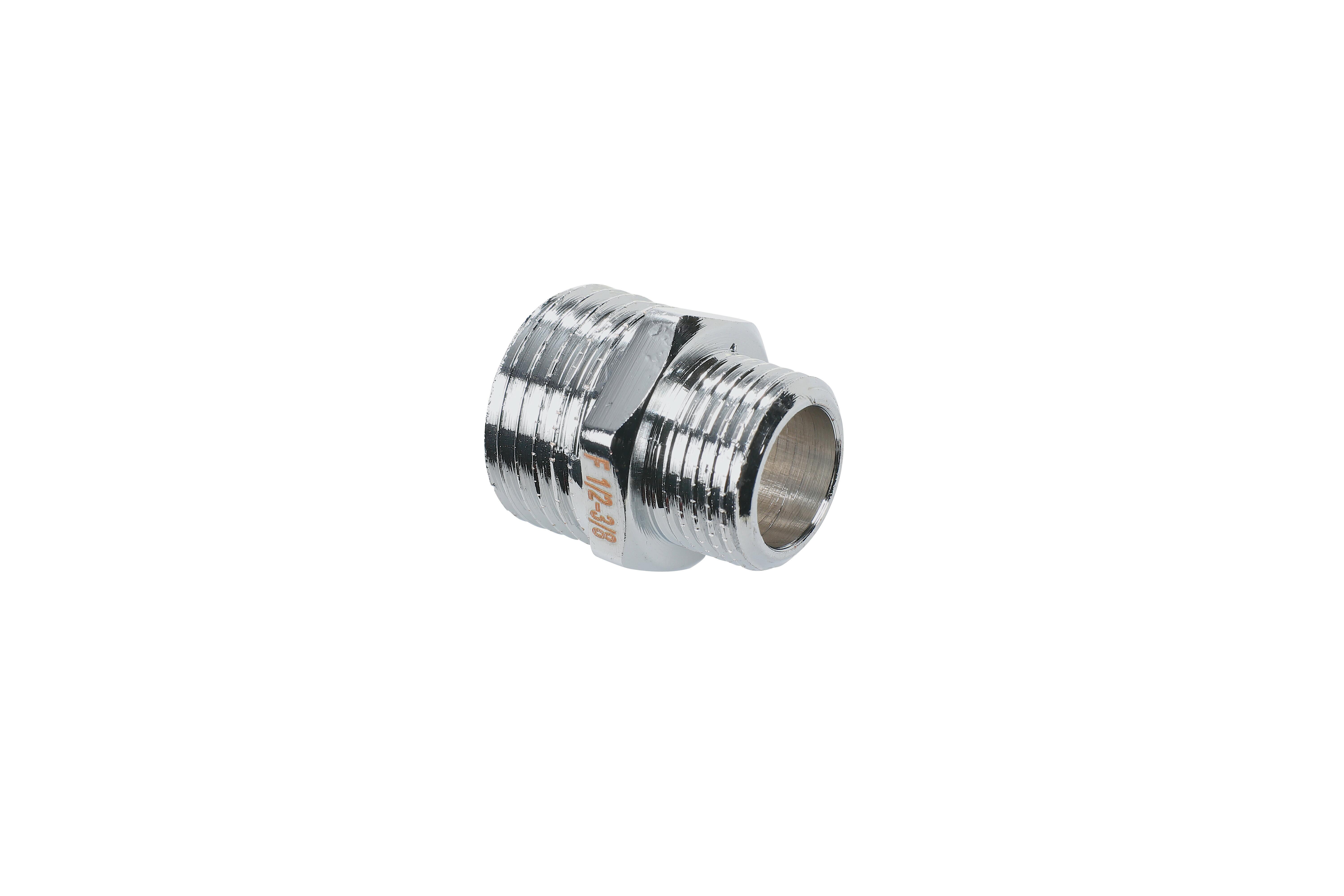 Nypel redukcyjny mosiężny 1/2x3/8" chrom
