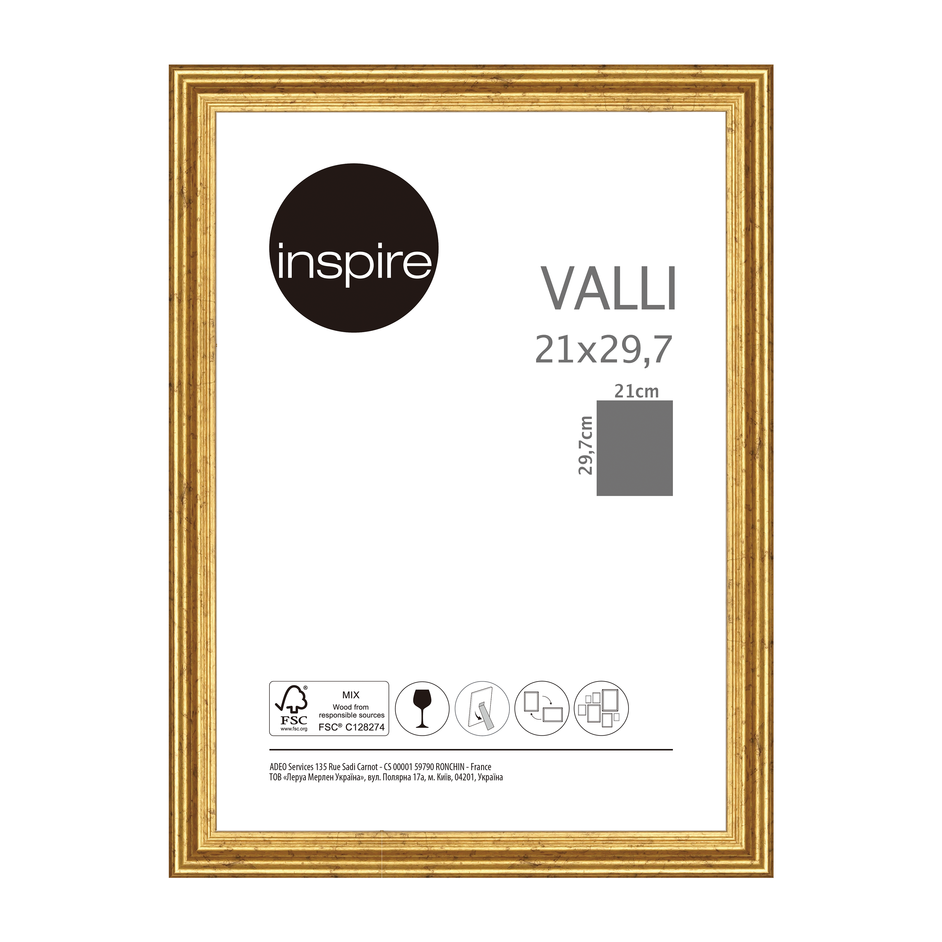 Marco valli brass dorado inspire 21x29.7cm