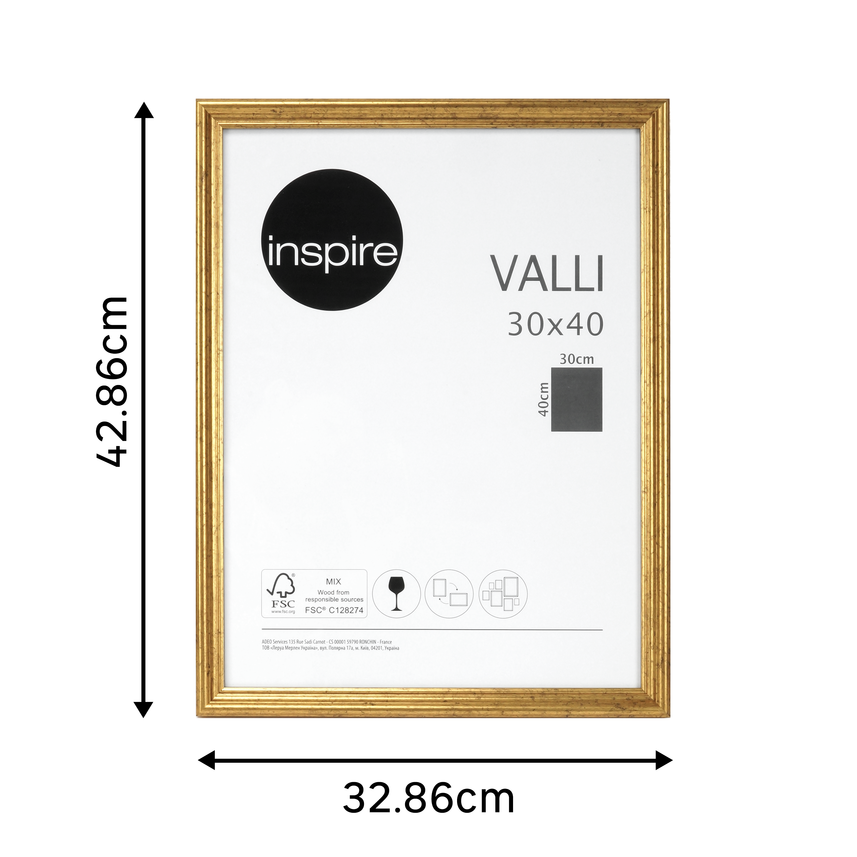 Moldura Valli 30x40cm dourado Inspire - 5