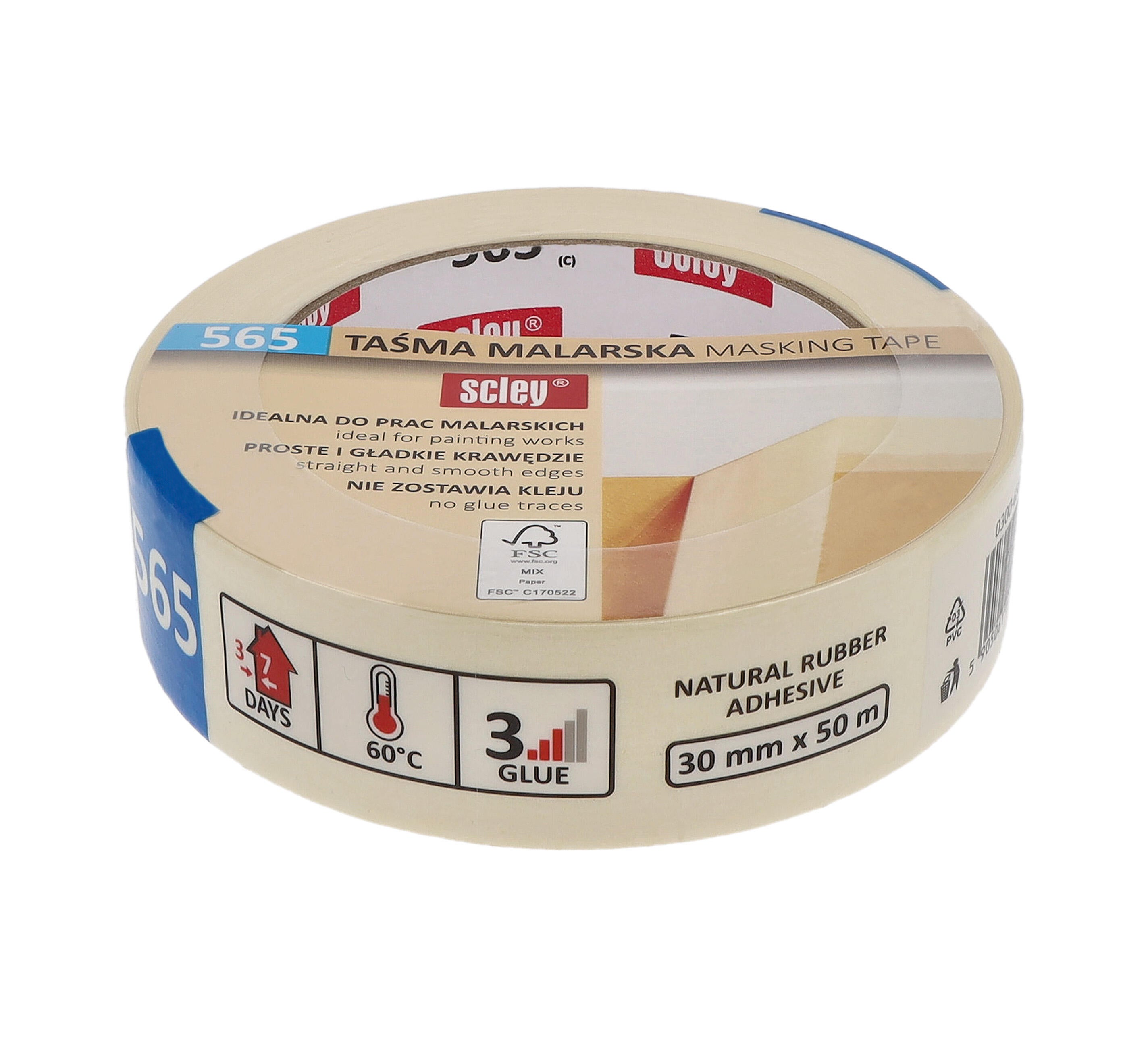 Taśma malarska Scley 565 biała 30mm x 50m - 2