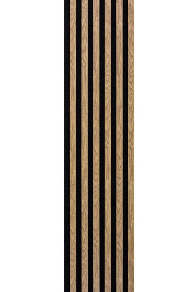 Panel lamelowy na filcowym podkładzie WL 2700x300 dąb jasny, tło czarne