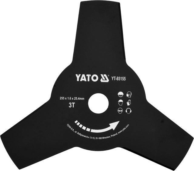 Tarcza do podkaszarki 255 mm, 25,4 mm - trójzębna YATO YT85155