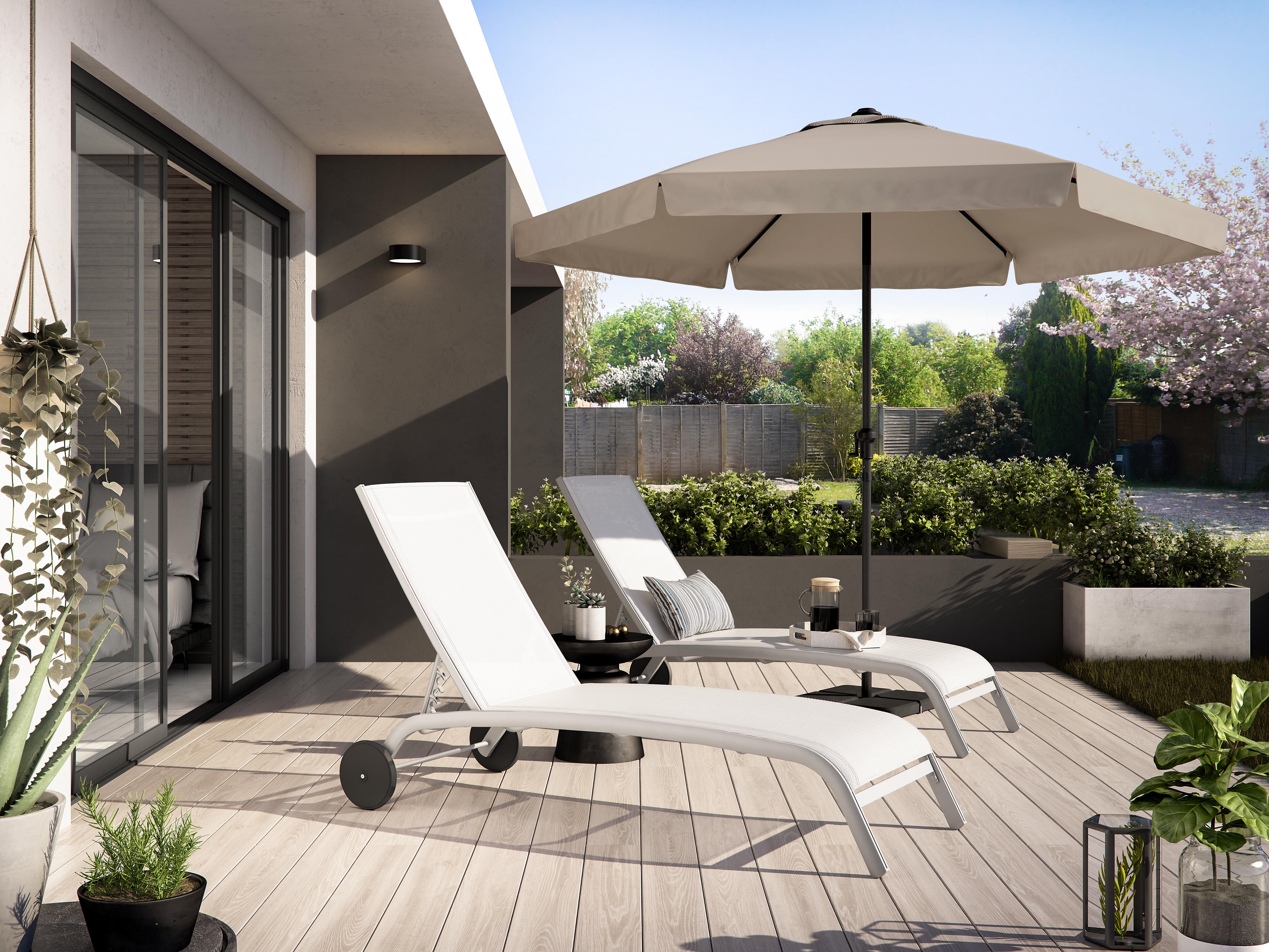 Parasol hexagonal de aluminio / acero NATERIAL Avea beige Ø 296 cm - 2
