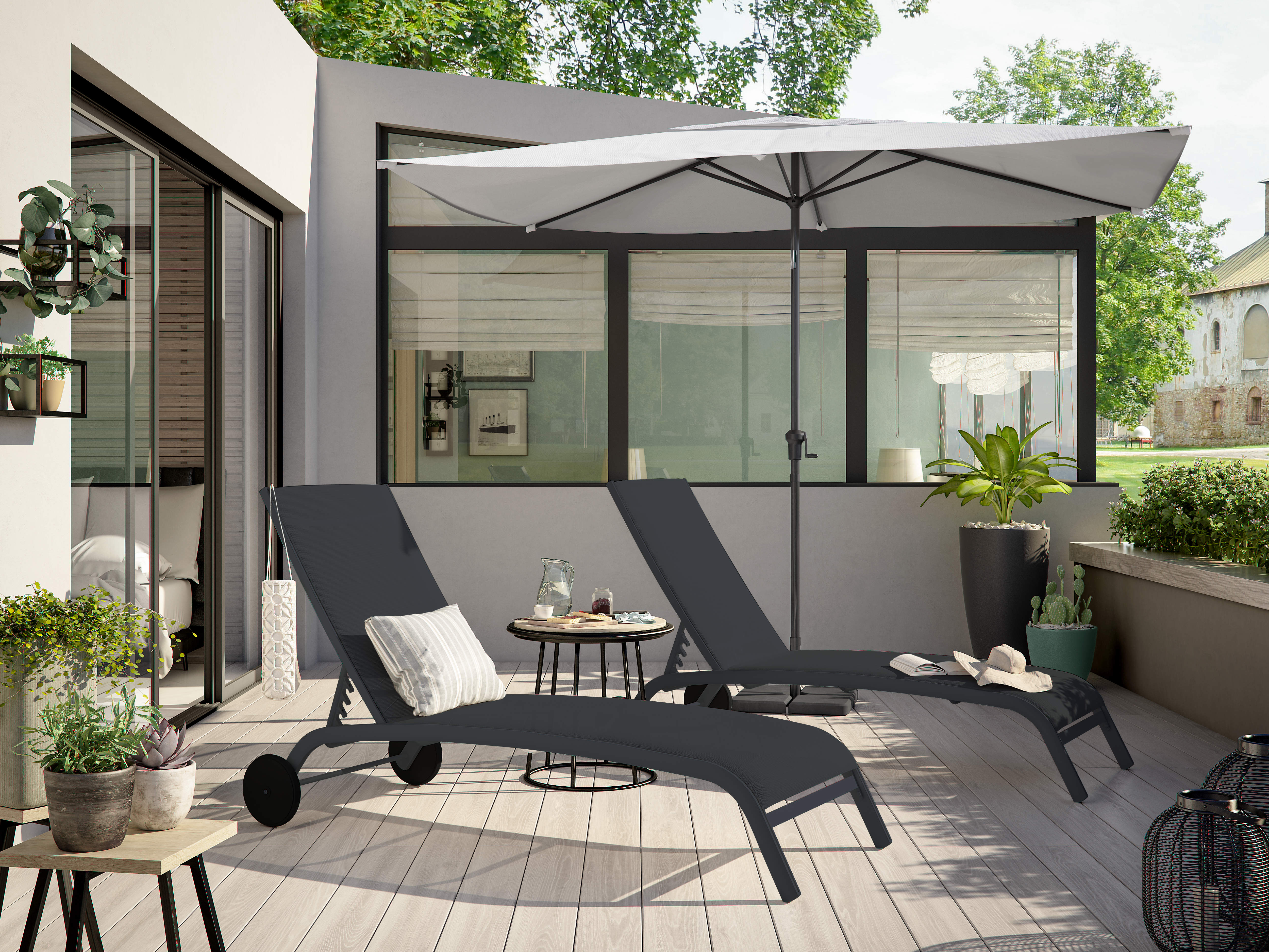 Parasol rectangular de aluminio / acero NATERIAL Avea blanco 200x300 cm - 3