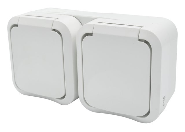Aqua Pro biały gniazdo 2x2P+Z IP55