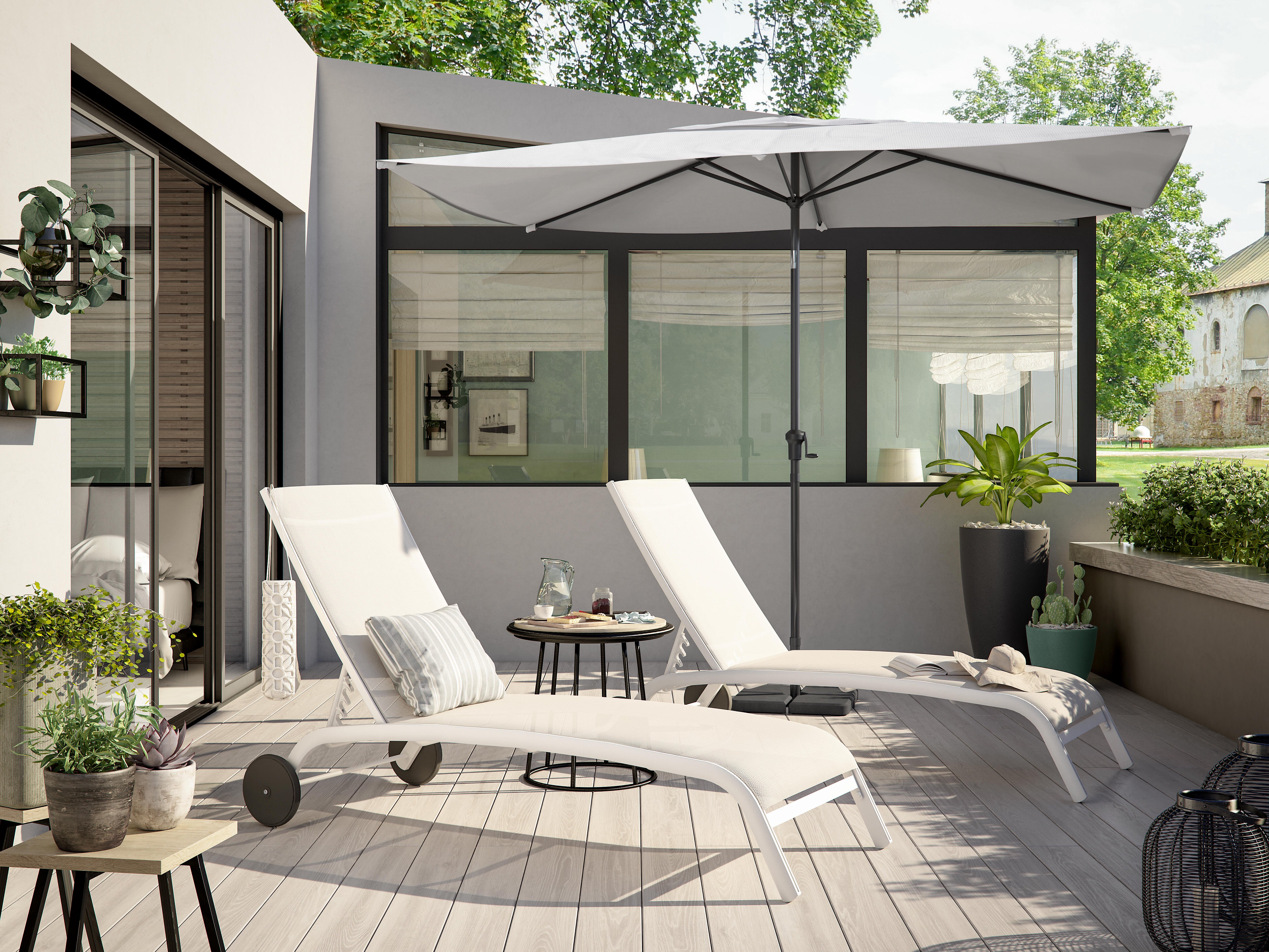Parasol rectangular de aluminio / acero NATERIAL Avea blanco 200x300 cm - 2