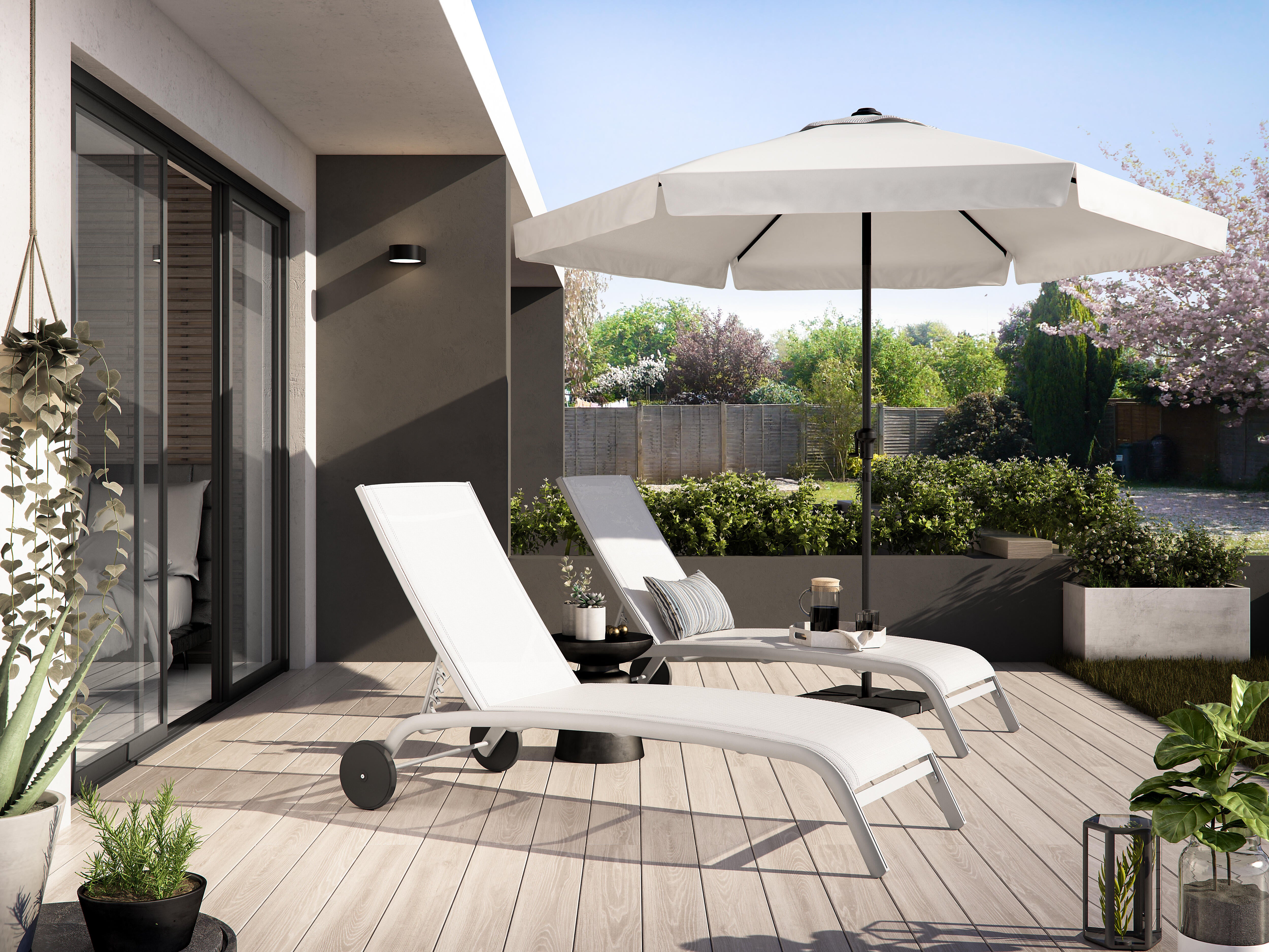 Parasol hexagonal de aluminio / acero NATERIAL Avea blanco Ø 296 cm - 2