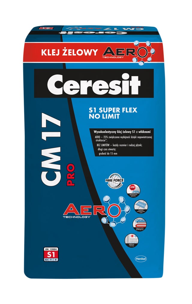 Ceresit CM17 PRO 22.5kg Wysokoelastyczny klej żelowy S1 z włóknami NO LIMIT
