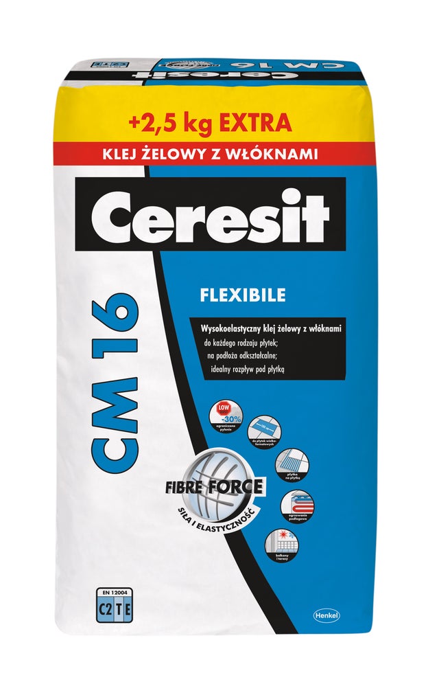 Wysokoelastyczny klej żelowy z włóknami Ceresit CM16 22.5+2.5 kg