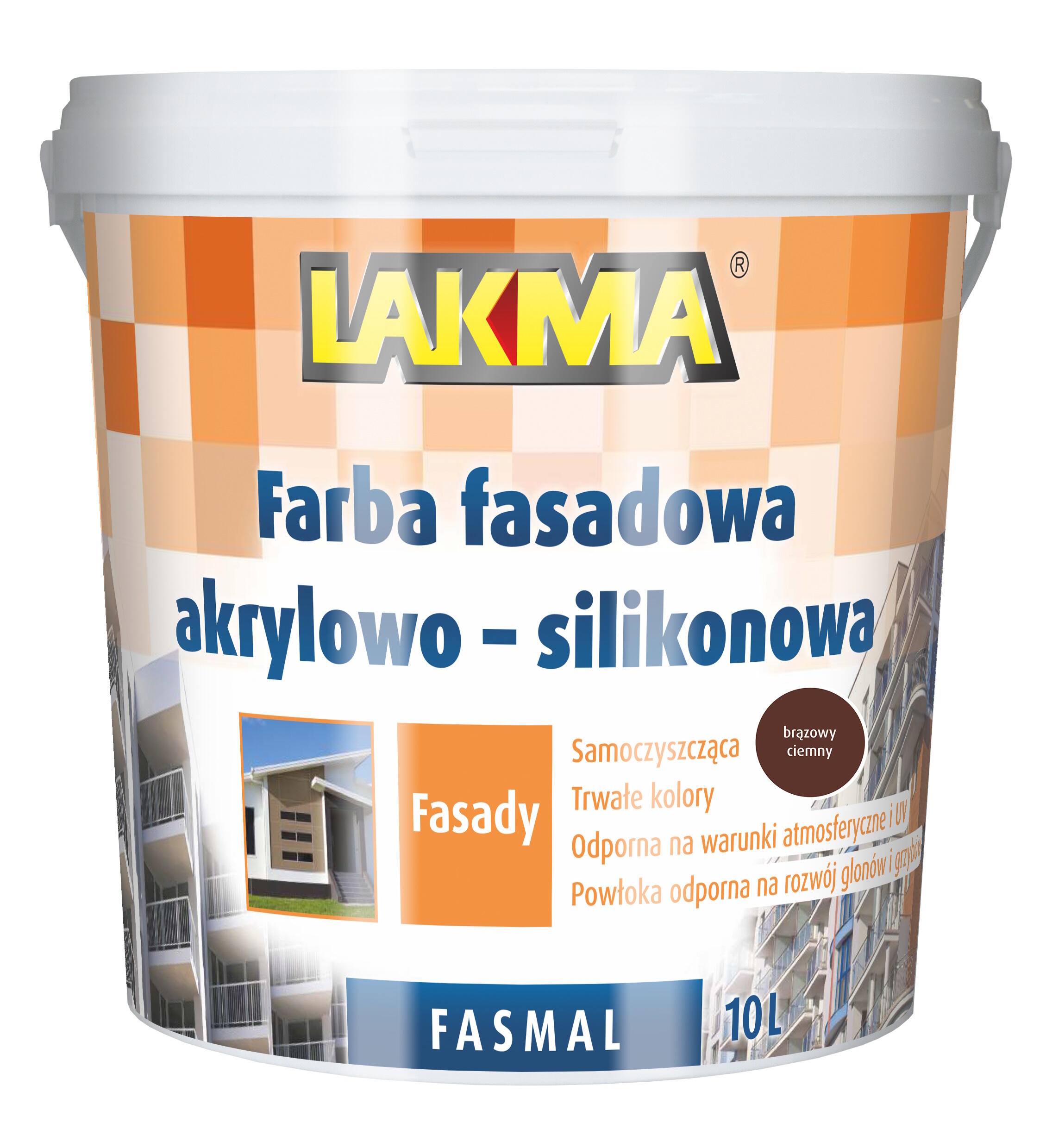 Farba fasadowa Fasmal 10L ciemny brąz