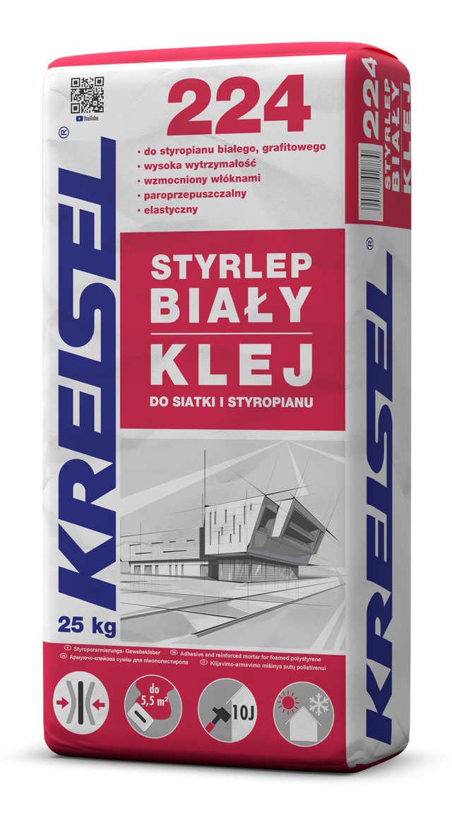Zaprawa klejąco-zbrojąca do styropianu i wełny mineralnej Kreisel Styrlep 224 25 kg biała